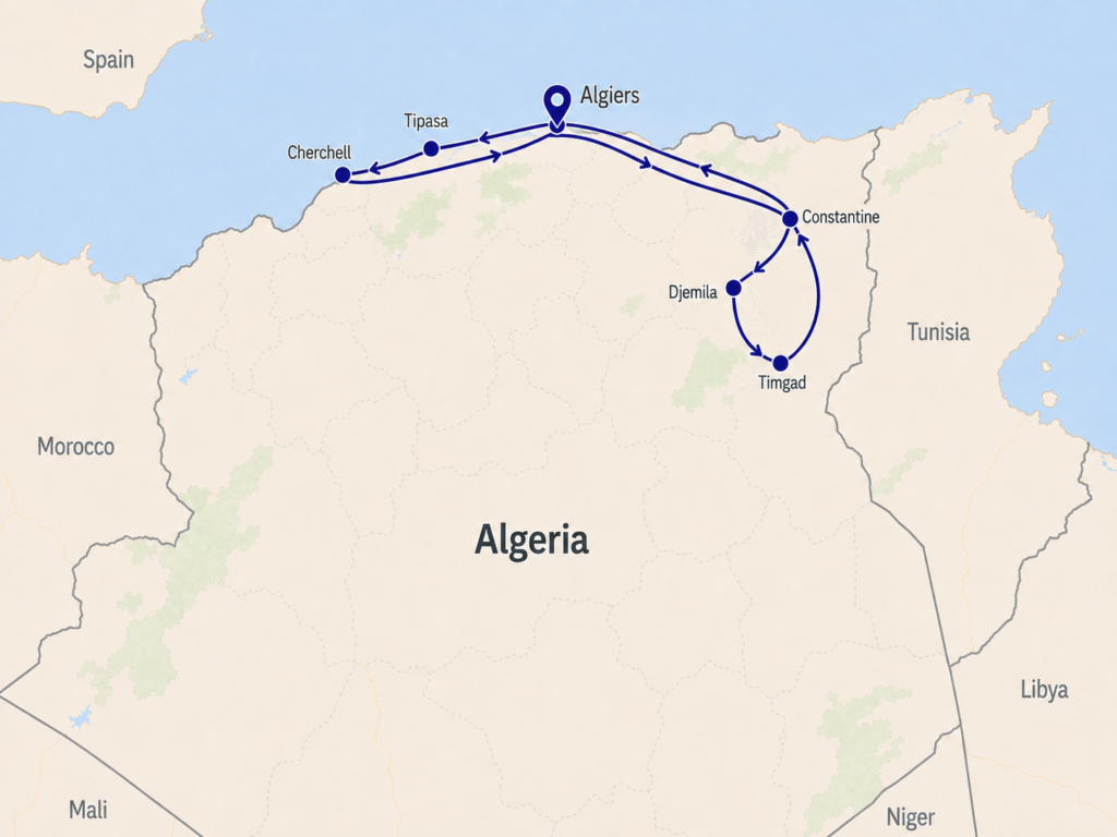 Private Tour to Algeria 7 Days/ 6 Nights map